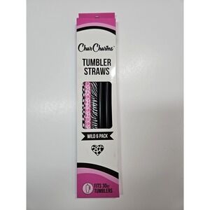 CharCharms Wild Pack 6 Pack Reusable Tumbler Straws‎ Fits 30 oz